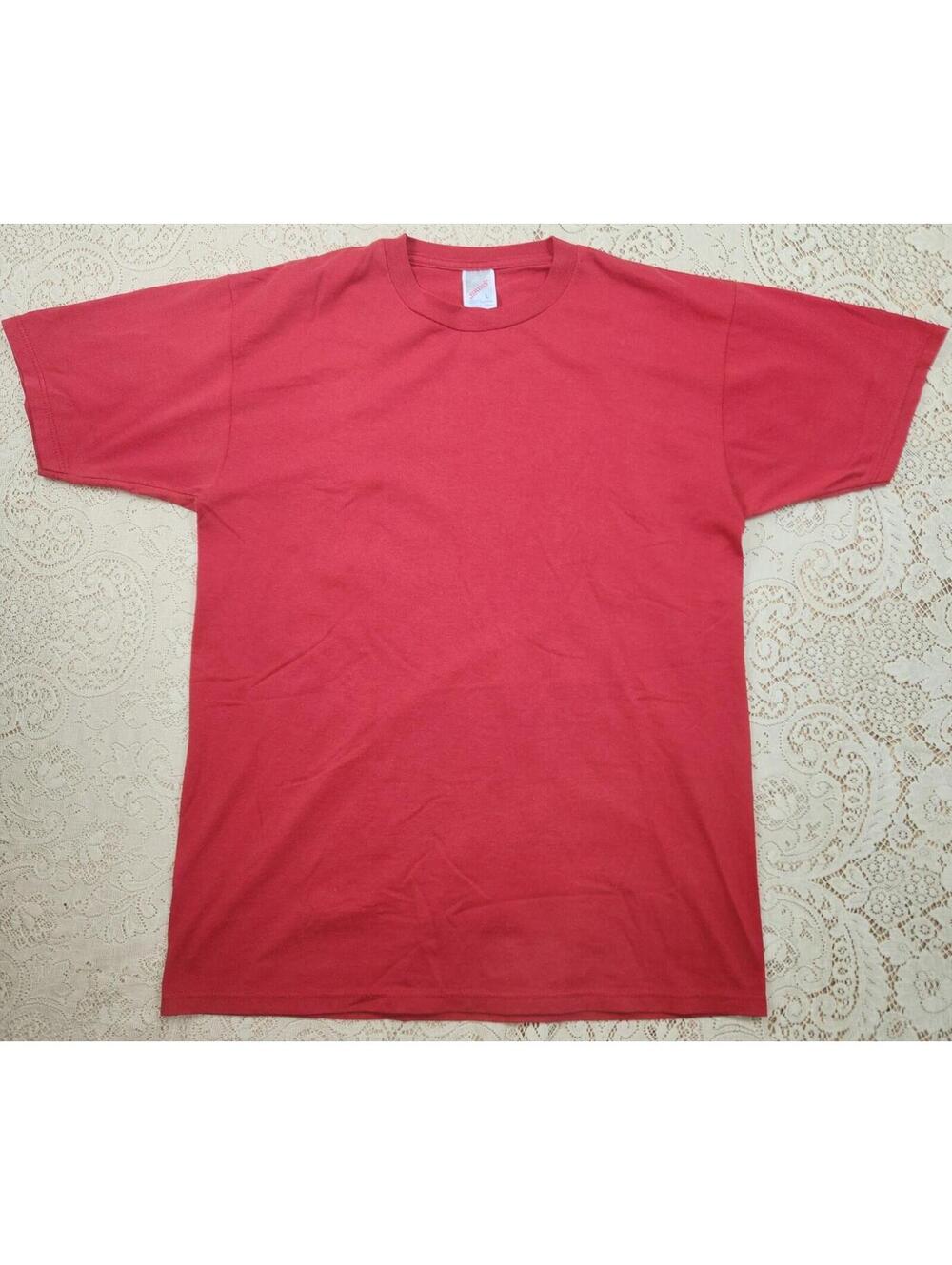 Vintage Jerzees Men’s Red Blank Crew Neck Tee T-Shirt Size Large Made in USA 90s